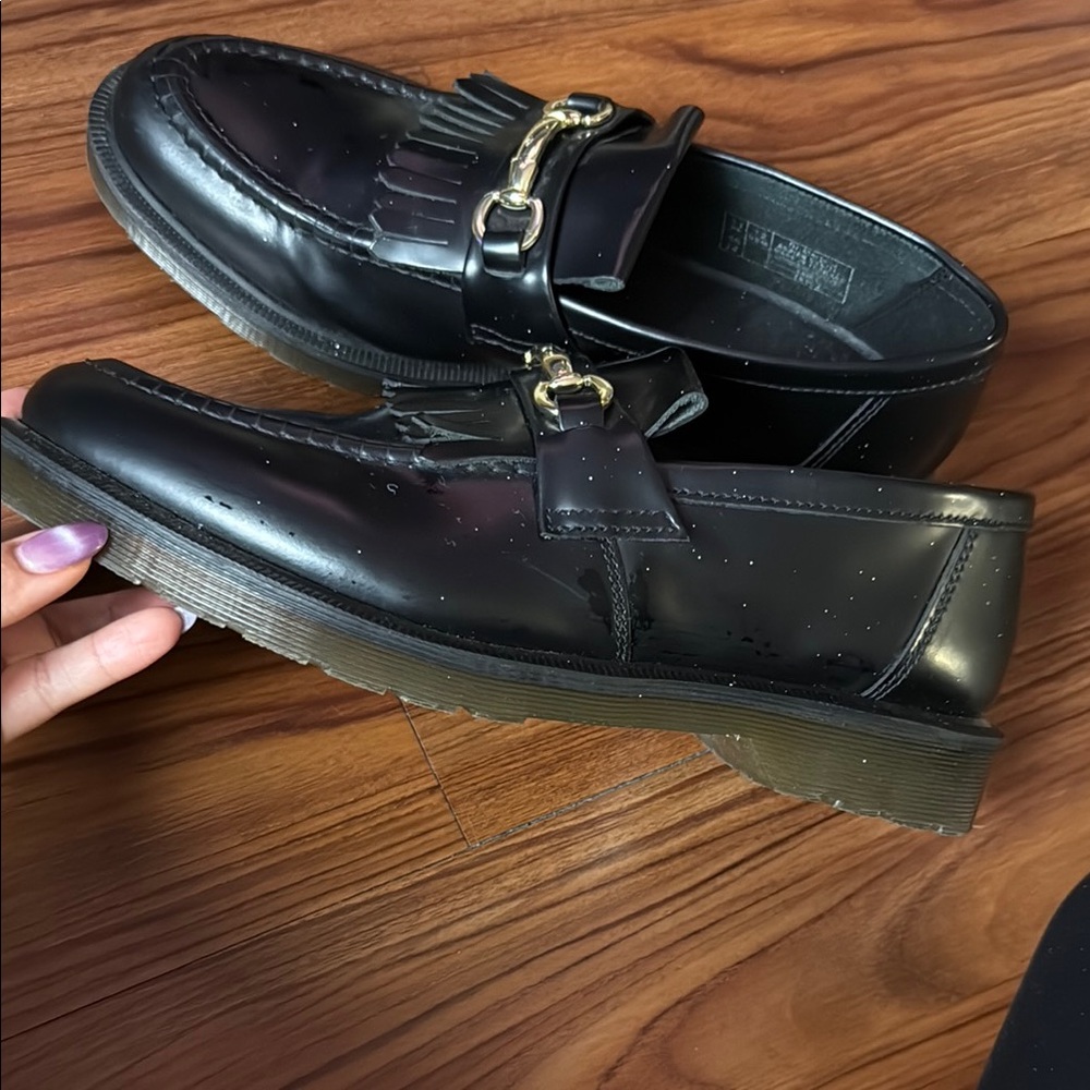 Men's Black Loafers with Gold Buckle